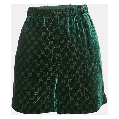 Gucci Green GG Supreme Patterned Velvet Shorts