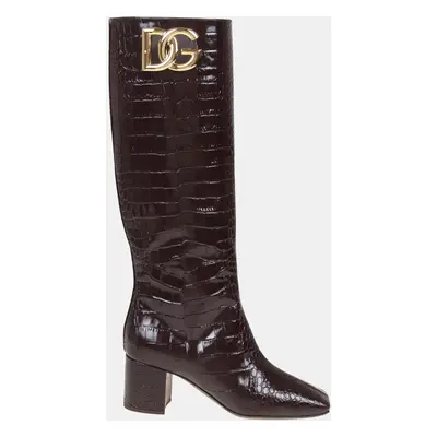 Dolce & Gabbana Moro Leather DG Logo Boots Women’s IT 36.5