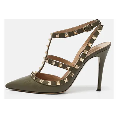 Valentino Green Leather Rockstud Caged Pumps Size