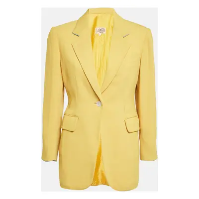 Hermes Yellow Gabardine Wool Single Breasted Blazer