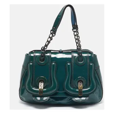 Fendi Blue Patent Leather B Shoulder Bag