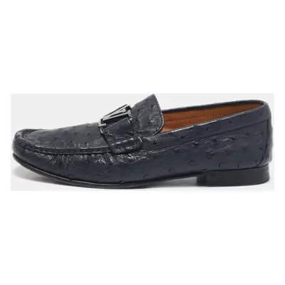 Louis Vuitton Navy Blue Ostrich Leather Monte Carlo Loafers Size 40.5