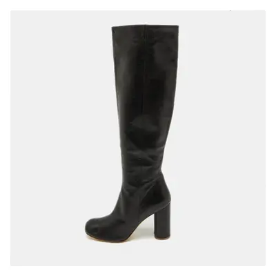 Joseph Black Leather knee Length Boots Size