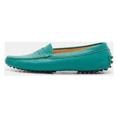 Tod's Green Leather Gommino Slip On Loafers Size