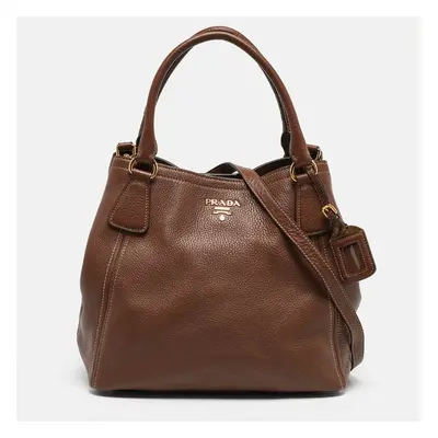 Prada Brown Vitello Danio Leather Tote