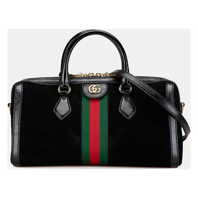 Gucci Black Medium Ophidia Suede Satchel Bag