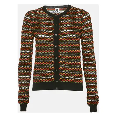 M Missoni Black Patterned Knit Button Front Cardigan