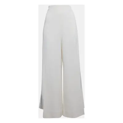 Joseph Off-White Crepe Wide Leg Trousers