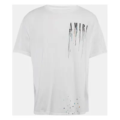 Amiri White Paint Drip Core Logo Jersey Crewneck T-Shirt