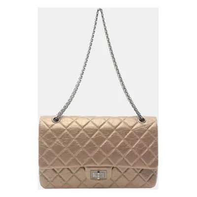 Chanel Beige Reissue 2.55 Aged Metallic Calfskin Double Flap