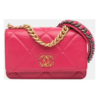 Chanel Pink Quilted Lambskin Wallet on Chain