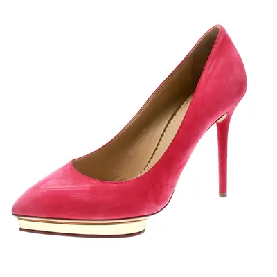 Charlotte Olympia Pink Suede Dotty Platform Pumps Size 39.5