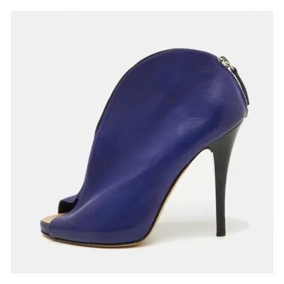 Giuseppe Zanotti Purple Leather Peep Toe Ankle Booties Size