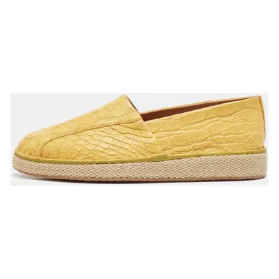 Salvatore Ferragamo Yellow Crocodile Leather Lampedusa Slip On Espadrille Size