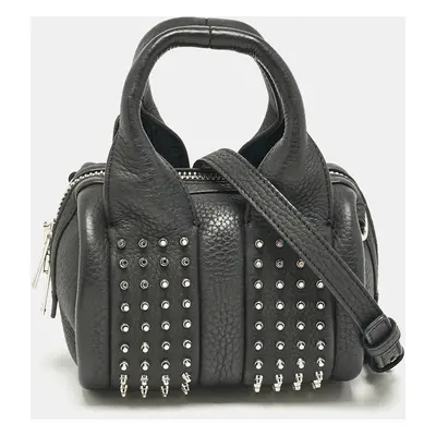 Alexander Wang Black Leather Baby Rockie Micro Stud Duffel Bag