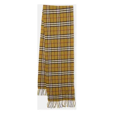 Burberry London Brown Checks Wool Fringed Scarf