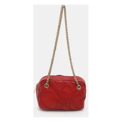 CH Carolina Herrera Red Leather Chain Shoulder Bag