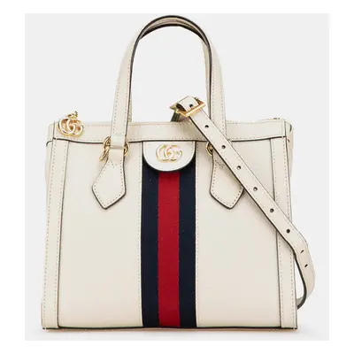 Gucci White Small Leather Ophidia Satchel Bag