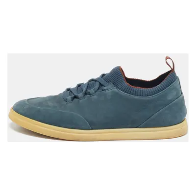 Loro Piana Blue Nubuck Leather Soho Walk Low Top Sneakers Size 43.5