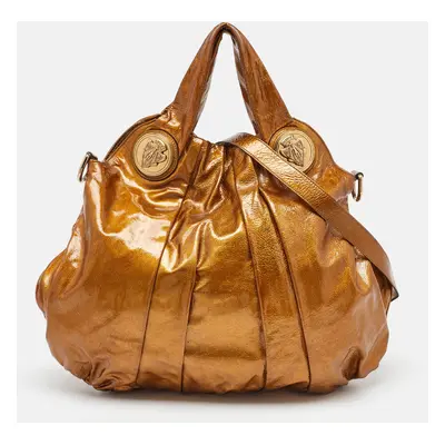 Gucci Gold Patent Leather Large Hysteria Hobo