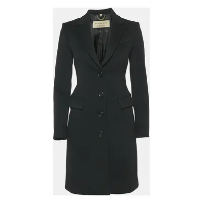 Burberry Black Wool Button Front Single Breasted Coat