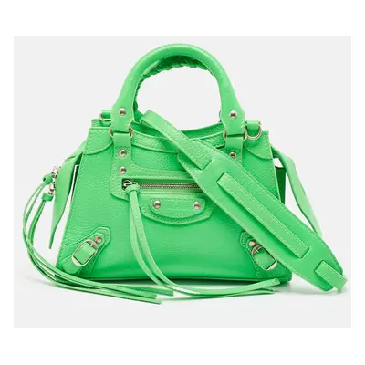 Balenciaga Neon Green Leather Mini Neo Classic Bag