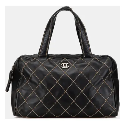 Chanel Black CC Wildstitch Lambskin Tote Bag