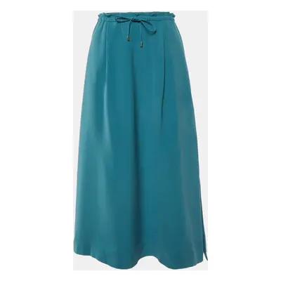 Loro Piana Teal Silk Midi Skirt