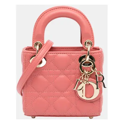 Dior Pink Lambskin Micro Cannage Lady Dior Bag