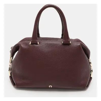 Aigner Burgundy Leather Dome Satchel