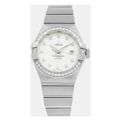 Omega Silver Diamond 18k White Gold Constellation 123.55.31.20.55.003 Automatic Women's Wristwat