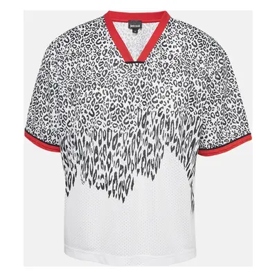 Just Cavalli White Animal Print Bird Eye Jersey T-Shirt