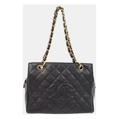 Chanel Black Calfskin Petite Timeless Tote PTT Chain Handbag