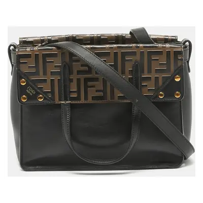 Fendi Black/Brown FF Leather Grace Flip Tote