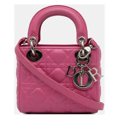 Dior Pink Lambskin Mini Lady Dior Tote Bag