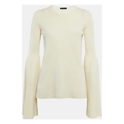 The Row Cream Cashmere and Silk Full Sleeve Sweater