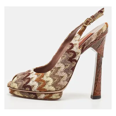 Missoni Multicolor Fabric Peep Toe Slingback Sandals Size