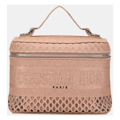 Dior Pink Mesh Embroidered Diortravel Vanity Case