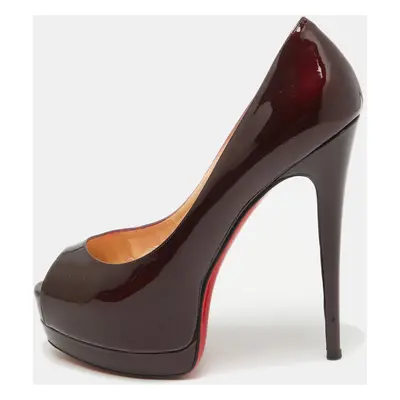 Christian Louboutin Dark Burgundy Patent Leather Altadama Pumps Size