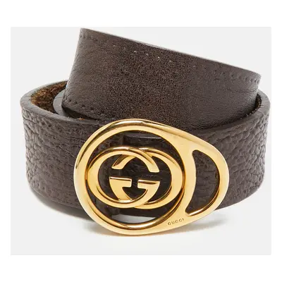 Gucci Dark Brown Leather Double G Buckle Belt 85CM