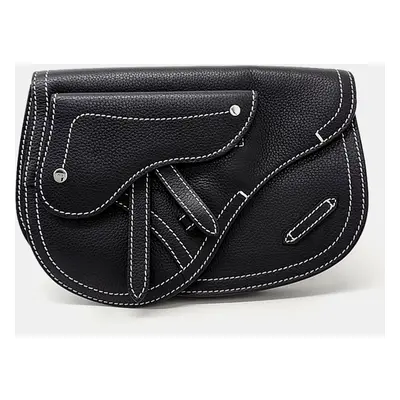 Dior Black Leather Saddle Crossbody Bag