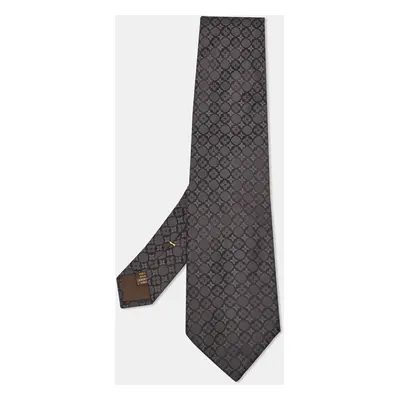 Louis Vuitton Grey/Black Monogram Print Silk Traditional Tie