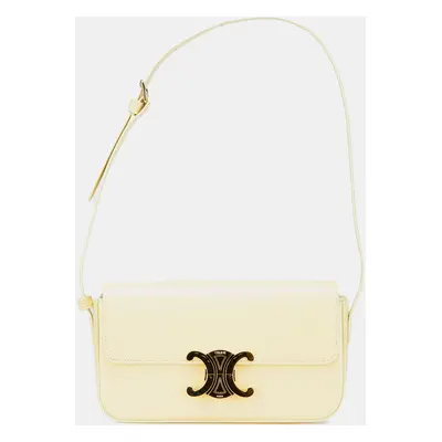 Celine Yellow Leather Triomphe Claude Shoulder Bag