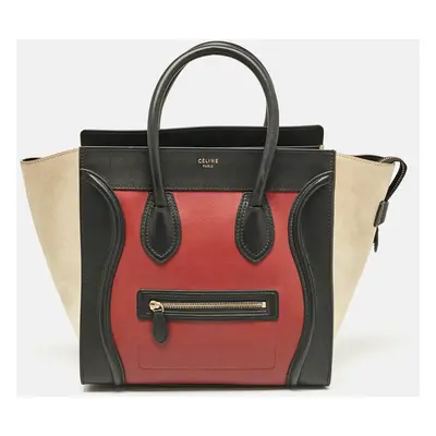 Celine Tricolor Leather and Suede Mini Luggage Tote