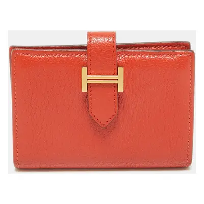 Hermes Capucine Chevre Leather Bearn Card Holder