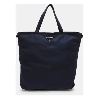 Prada Navy Blue Nylon Top Zip Tote