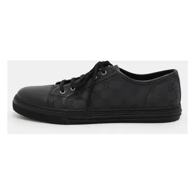 Gucci Black Canvas and Leather Trainers Low Top Sneakers Size 43.5