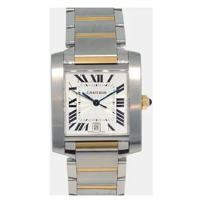 Cartier Beige Stainless Steel Tank Francaise W51005Q4 Quartz Women's Wristwatch mm