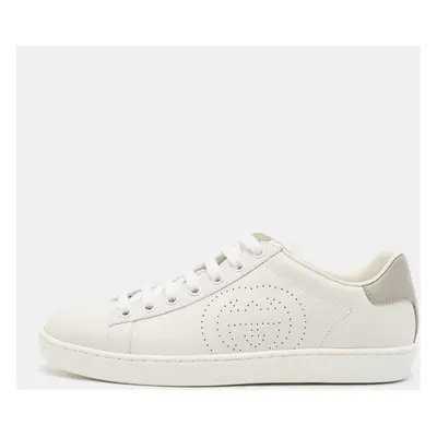 Gucci White Perforated Interlocking G Leather Ace Sneakers Size