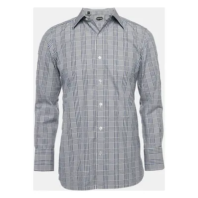 Tom Ford Blue Checked Cotton Long Sleeve Shirt